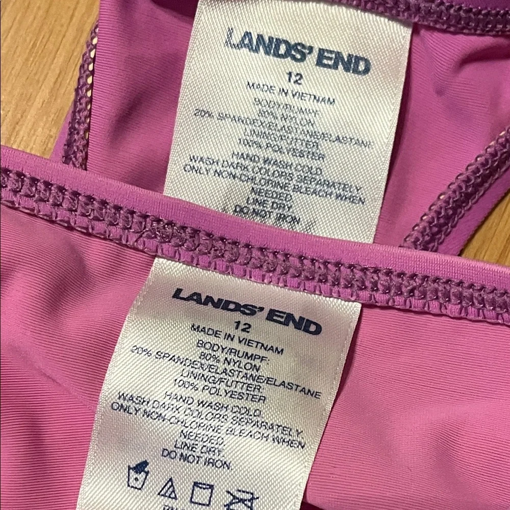 Lands' End Kids Faded Purple/Pink Swim Tankini Set, size girls 12